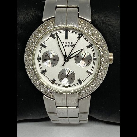 Fossil Glitz BQ9291 Womens Silver Stainless Steel Analog Dial Quartz Watch QB539 - Picture 2 of 12